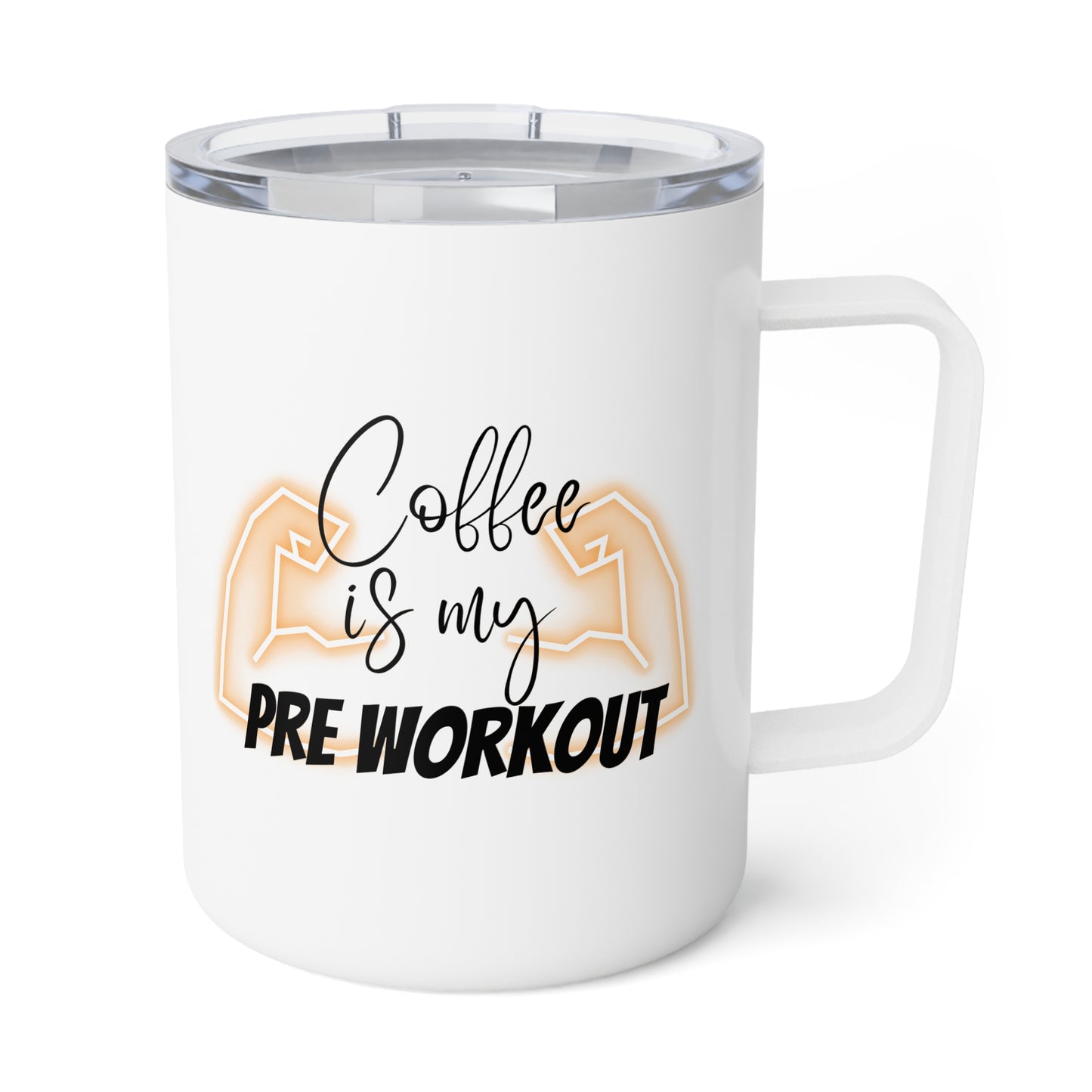 Pre-Workout Insulated Coffee Mug (Orange) - 10oz Travel Cup for Fitness Enthusiasts