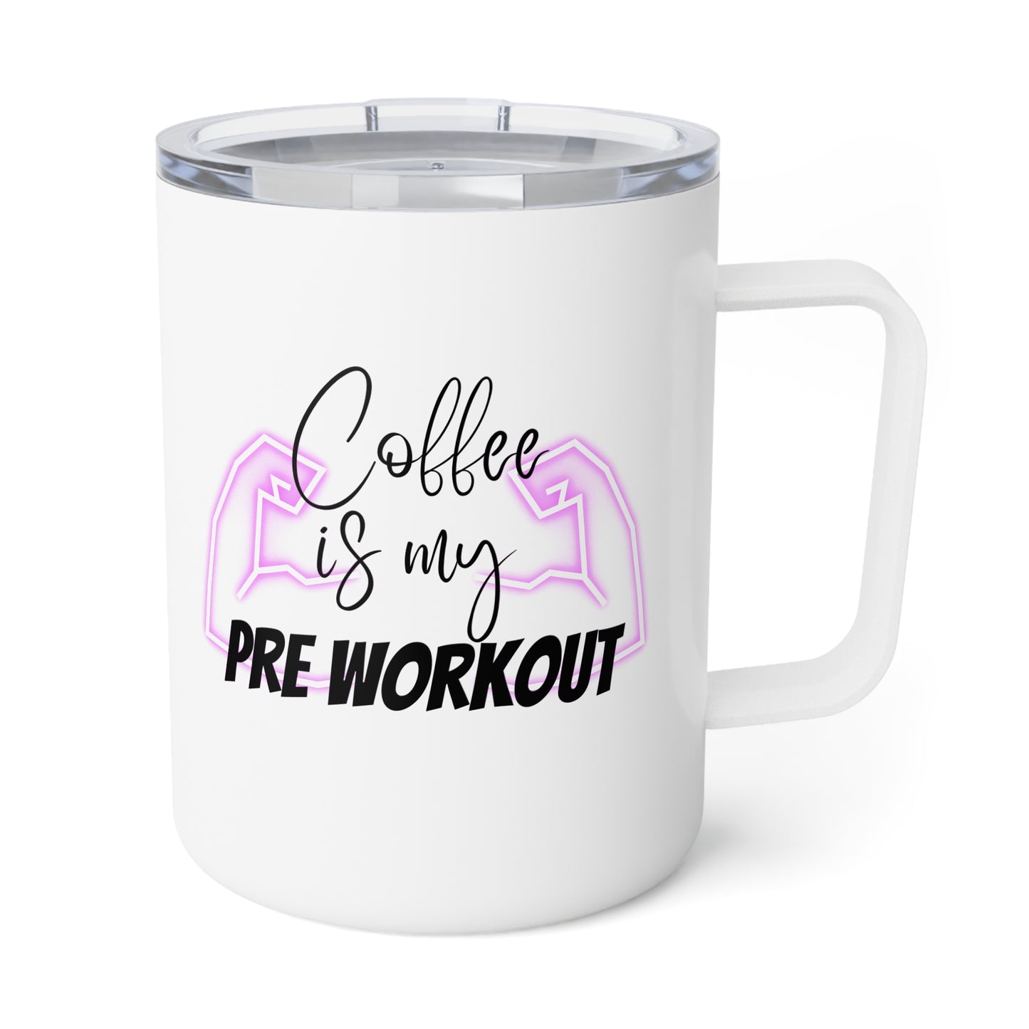 Pre-Workout Insulated Coffee Mug (Purple) - 10oz Travel Cup for Fitness Enthusiasts