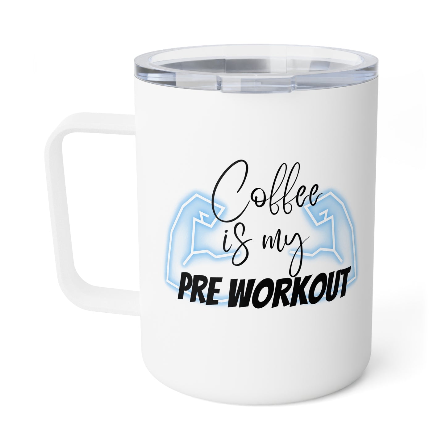 Pre-Workout Insulated Coffee Mug (Blue) - 10oz Travel Cup for Fitness Enthusiasts