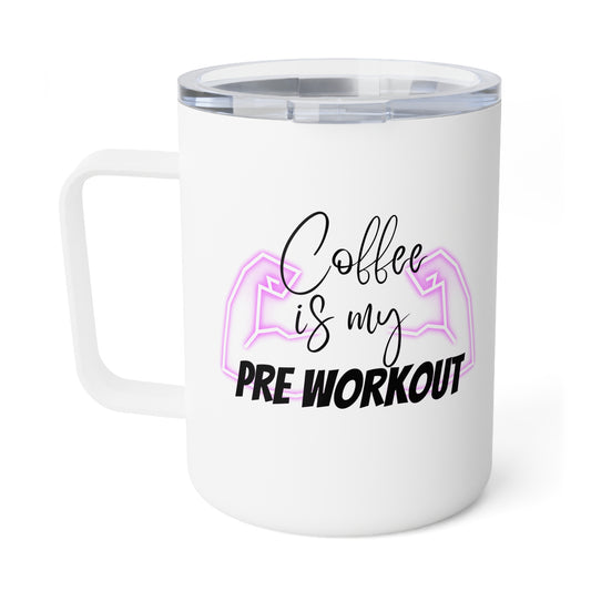 Pre-Workout Insulated Coffee Mug (Purple) - 10oz Travel Cup for Fitness Enthusiasts